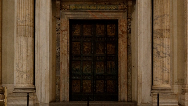 Holy Door pictured in St. Peter's Basilica