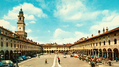 A postcard from the Piazza Ducale, in Vigevano, Italy.