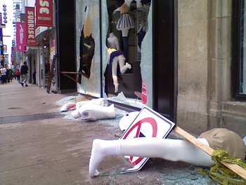 Rioter damage on Yonge Street