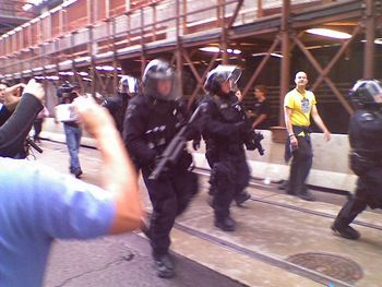 Armed riot police