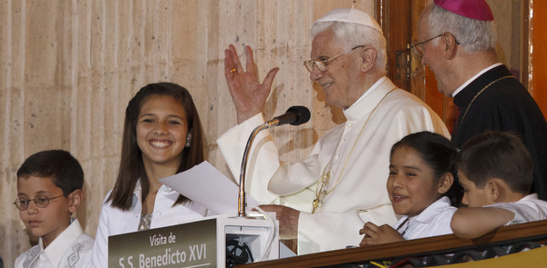 POPE GREETS GATHERING OF YOUTHS AT PEACE SQUARE IN GUANAJUATO, MEXICO