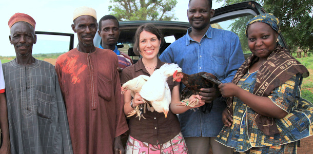 Kelly Di Domenico from Development and Peace with staff from Caritas Niger
