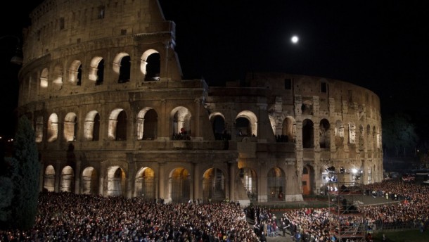 The Way of the Cross at the Colosseum in Rome in 2012 (CNS photo/Paul Haring)