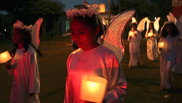 CHILDREN DRESSED AS ANGELS TAKE PART IN CHRISTMAS FESTIVAL IN NICARAGUA