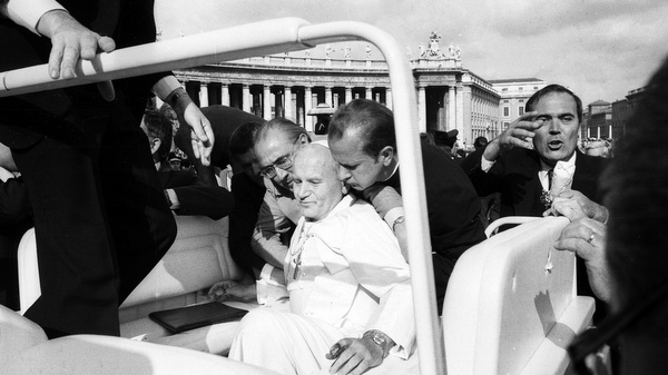POPE JOHN PAUL II SEEN AFTER BEING SHOT IN ST. PETER'S SQUARE IN 1981