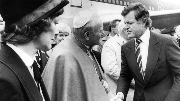U.S. SEN. TED KENNEDY GREETS POPE JOHN PAUL II IN BOSTON IN 1979