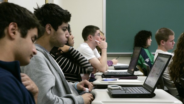 STUDENTS ATTEND CLASS AT SETON HALL UNIVERSITY IN NEW JERSEY