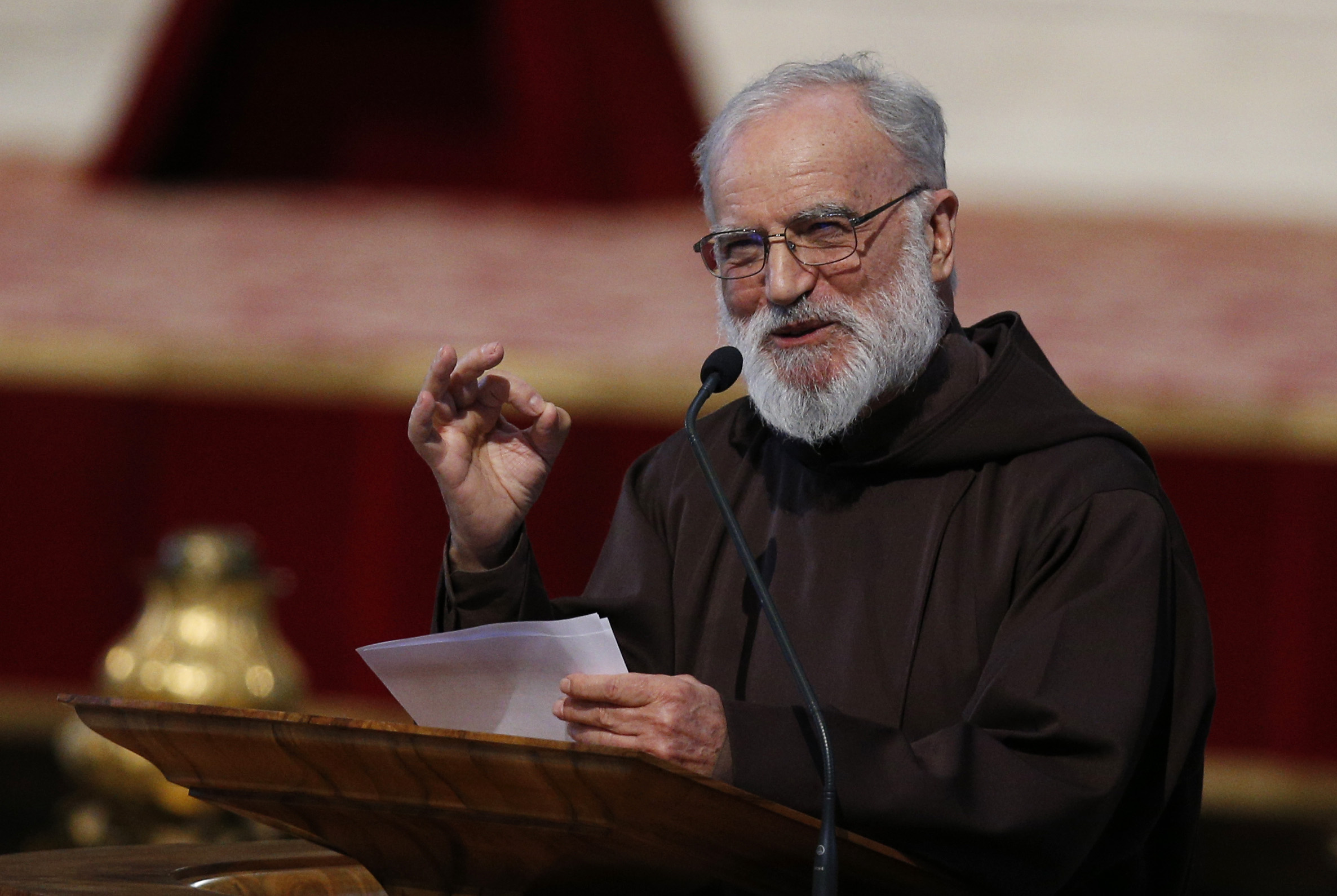 File photo of Capuchin Father Raniero Cantalamessa preaching at Vatican