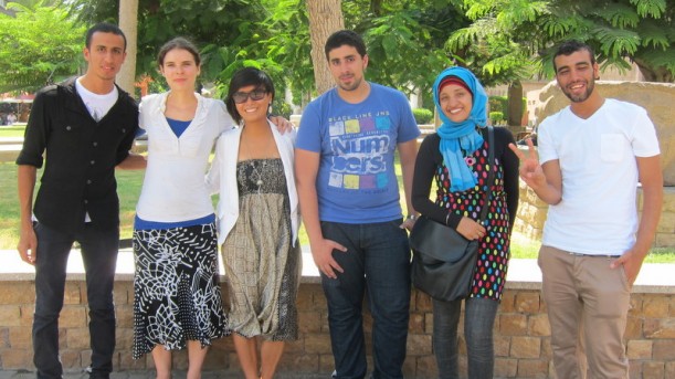 Donata Ling (third from left) in Egypt, after studying at Hebrew U, with friends.