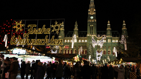 People pack into the popular Christkindlmarkt to shop and see the Christmas illuminations in Vienna's Rathauspark Dec. 8. Vienna is known for its outdoor Christmas markets with handcrafted Christmas ornaments, which are popular destinations for locals and tourists during Advent. (CNS photo/Chaz Muth)