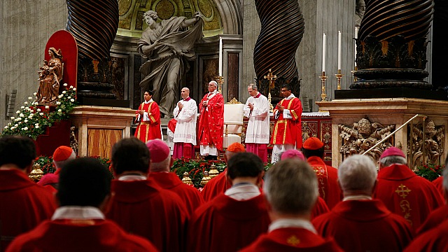 Pope Francis celebrates Pentecost Mass in St. Peter's Basilica at the Vatican May 24. (CNS photo/Paul Haring) See POPE-PENTECOST May 24, 2015.