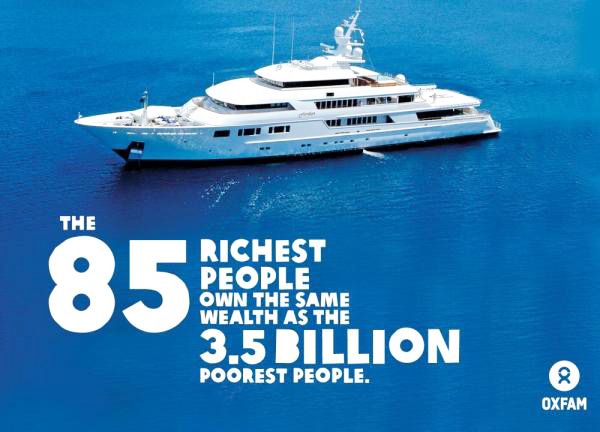 85 of the world's richest people have the same wealth as 3.5 billion of the poorest.
