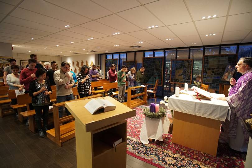 Praying the Confiteor in the Salt+Light chapel