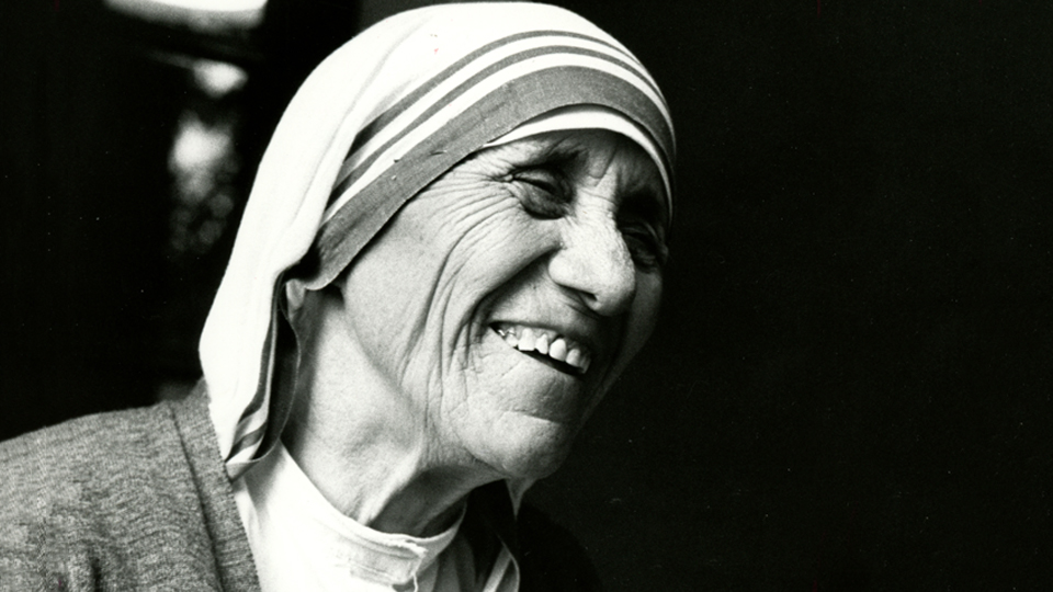 Black and white portrait of St. Teresa of Kolkata