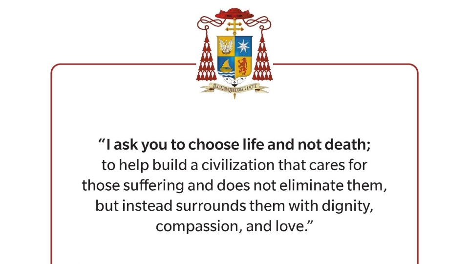 多倫多總教區總主教里奧樞機致函加拿大總理及國會議員：「我懇請你們選擇生命……」